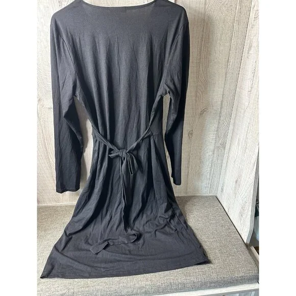 Berydress Womens Sheath Faux Wrap Dress Size XL Classic 3/4 Sleeves V Neck Black - Picture 2 of 5